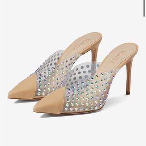 New! Schutz Greece Pump Heels Nude with Embellishment Sz‎ 8.5 $158